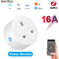 SMATRUL Tuya zigBee Smart Plug Socket UK Adaptor Wireless Remote Voice Control Power Energy Monitor Timer For Alexa Google Home