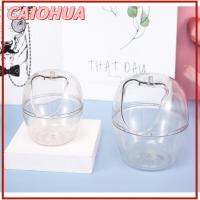 CAIOHUA อะคริลิค ห้องน้ำหนูแฮมสเตอร์ เล็กๆน้อยๆ โปร่งใสโปร่งใส ห้องน้ำสำหรับสัตว์เลี้ยง แบบพกพาได้ กล่องใส่กรง อุปกรณ์เสริมสำหรับสัตว์เลี้ยง