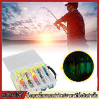 10Pcs Luminous Squid Hook Lure สแตนเลสพลาสติกเรืองแสงรูปกุ้งเหมือนจริงเหยื่อตกปลาอุปกรณ์เสริม