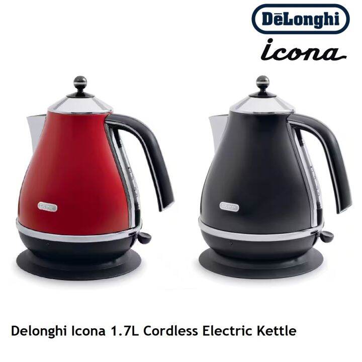 Delonghi Icona Classic 1.7L Cordless Electric Kettle KBO2001 Black & Red Lazada