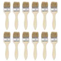 uxcell 12 Pcs 2 Inch Paint Brush Natural Bristle Flat Edge with Wood Handle Wall Treatment Tool for Paint  Varnishes  Glues Paint Tools Accessories