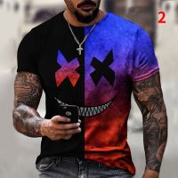 Men Casual Loose Men 3D Printing Couple Short Sleeves Fashion Color Matching Smiley Face Printing T-shirt XXS-6XL