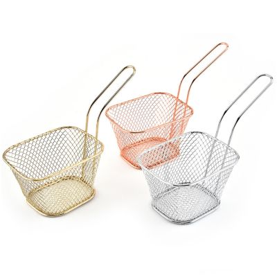 Portable Square Mini Fried Basket French Fries Basket Restaurant Fried Chicken Snack Chips Iron Metal Colander Tool