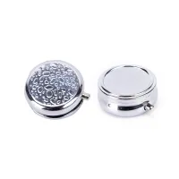 【LZ】 1Pcs Metal Round Silver Small Cases Tablet Pill Boxes Holder Effective use of space Advantageous Container Medicine Case