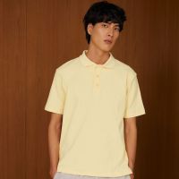 P.MITH - AW23 Light Yellow Ribbed Cotton Polo Shirts