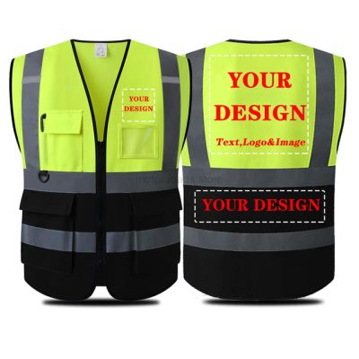 High Visibility Reflective Night Construction Work Security Adults Unisex Zipper and 5 Pockets Traffic Workwear Safety Vest
