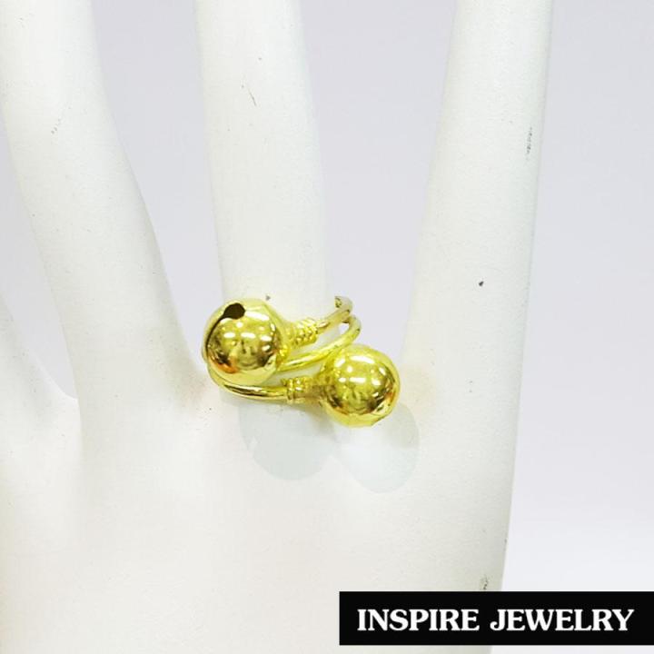 inspire-jewelry-sets-2pcs-ชุดสองชิ้นสร้อยข้อมือทองเหลืองลายบล็อก-และแหวนทองเหลืองฟรีไซด์-ห้อยกระดิ่งน่ารักๆ-มีเสียงดัง-เชื่อกันเรื่องเรียกทรัพย์เวลามีเสียง-ใส่ได้โดยไม่ต้องถอด-ทนทาน-น่ารักสุดๆ