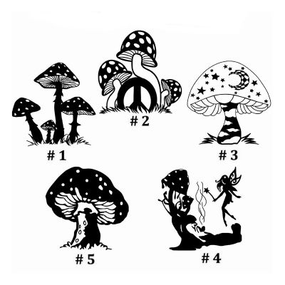 Lovely Mushrooms Car Stickers Cartoon Motorcycle Vinyl Car Decorative Accessories Black/Silver C7-1538