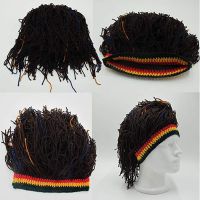 -【อย่างดี】Cherful655 1pc Novel Cap Reggae Dreadlocks Unisex Jamaican Knitted Beanies Wig Braid Hat Rasta Hair Hat