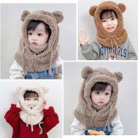 3 IN 1 Cartoon Scarf Masked Hood Cap Plush Hat Autumn Winter Cute Children Fleece Warm Boy Girl Adult Parent-child Baby Hat