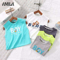 AMILA เสื้อการ์ตูน สำหรับเด็ก,เสื้อลายเสื้อแขนกุดมีสายเอี๊ยม