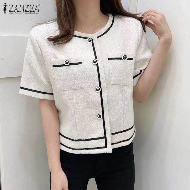 สินค้ามาใหม่-จัดส่งฟรี-fancystyle-zanzea-สไตล์เกาหลีของผู้หญิงเสื้อเสื้อสีคมชัดติดกระดุมแฟชั่นเสื้อยืดคอกลม-10