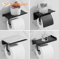 Senlesen Matte Black Bathroom Toilet Paper Holder 304 Stainless Steel Tissue Box Holder Wall Mounted Bathroom Accessory