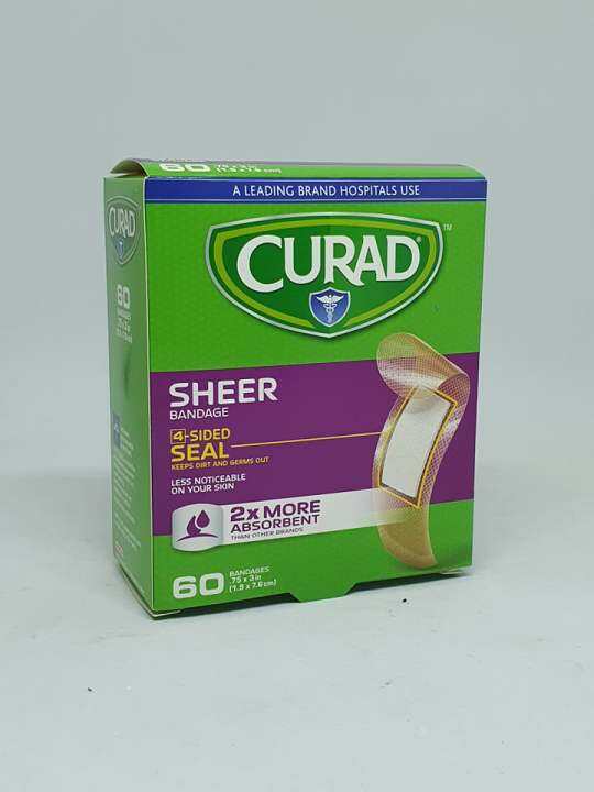Curad Sheer BandAid Bandage Plaster 4sided seal 60 pieces Lazada PH