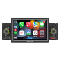 เครื่องเล่น MP5สเตอริโอรถยนต์ขนาด5นิ้วเครื่องรับวิทยุ FM BT Din แบบเดี่ยวพร้อม Carplay Android รองรับการโทรแบบแฮนด์ฟรี USB ชาร์จ/เล่นลิงก์โทรศัพท์ถอยหลังช่วยควบคุมพวงมาลัย