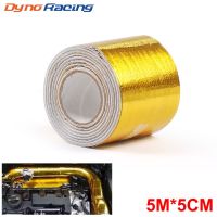 5mx5cm Fiberglass Heat Reflective Tape Gold High Temperature Heat and Sound Shield Wrap Roll Adhesive New Car Accessories Adhesives Tape