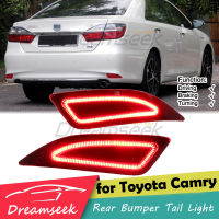 LED สะท้อนแสงด้านหลังกันชนไฟท้ายสำหรับ Toyota Camry XV50 2015 2016 ไฟเบรคพร้อมไฟเลี้ยวเลนส์สีแดง