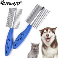 Professional Pet Combs Hair Remover Stainless Steel Teeth Dual-Sided Brush Cat Dogs Grooming Cleaning Tools For Short Long Hair Brushes  Combs