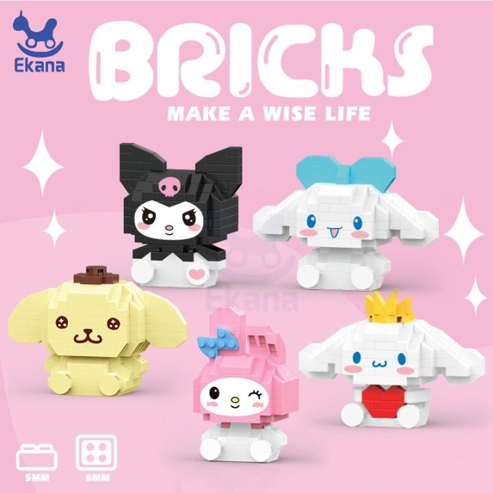 Ekana Building Blocks Toys Cute Mini Lego Kuromi Melody Cinnamoroll Dog ...