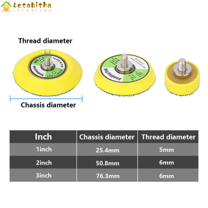 letabitha-แผ่นขัดเกลียว-m6-แผ่นขัดเกลียว1-2-3-สำหรับกระดาษทรายทรงกลมขัดกระดาษทรายแผ่นดิสก์แผ่นรองถ้วยแบบดูดมีกาวในตัว