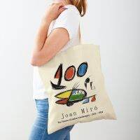 Joan Miro Modular Gallery Lady Tote กระเป๋าถือผู้หญิง Canvas กระเป๋าช้อปปิ้ง Double Print แฟชั่นซูเปอร์มาร์เก็ตกระเป๋านักช้อป