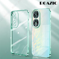 ROAZIC เคสนิ่มโปร่งใสขอบกล่องโลหะชุบหรูหราโทรศัพท์สำหรับ Honor 90 5G/Honor 90 Lite 5G ปลอกซิลิโคนกันกระแทกกรอบใส