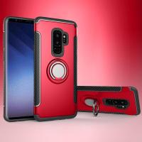 For Samsung Galaxy S9 Plus Phone Case, Luxury Magnetic Armor Silicone Case Cover Metal Ring Hard Casing
