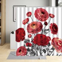 Plant Flower Shower Curtain Flowers  Little Daisy Rose  Series Printing Pattern Bathroom Curtains Waterproof Washable With Hooks