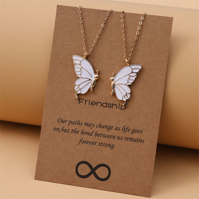 1 Pair Of Girlfriends Mothers And Daughters Beauty Girl Women Butterflies Pendant Necklaces Choker Special Gift