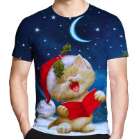 2023 newNew Cool T-shirt Funny Santa Claus Tee 3d Print Christmas Cat T Shirt Summer O-neck Short Sleeve Tops