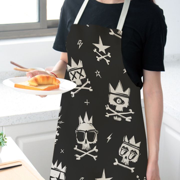 women-kitchen-aprons-skull-printed-waterproof-cooking-oil-proof-cotton-linen-antifouling-chef-apron-cleaning-68-55cm-delantal-aprons