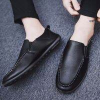 COD dsgrtytrytry Intelscore รองเท้าแฟชั่น ผู้ชาย ลำลองแบบสวม High Quality Genuine Leather Men Lazy shoes Soft Loafers