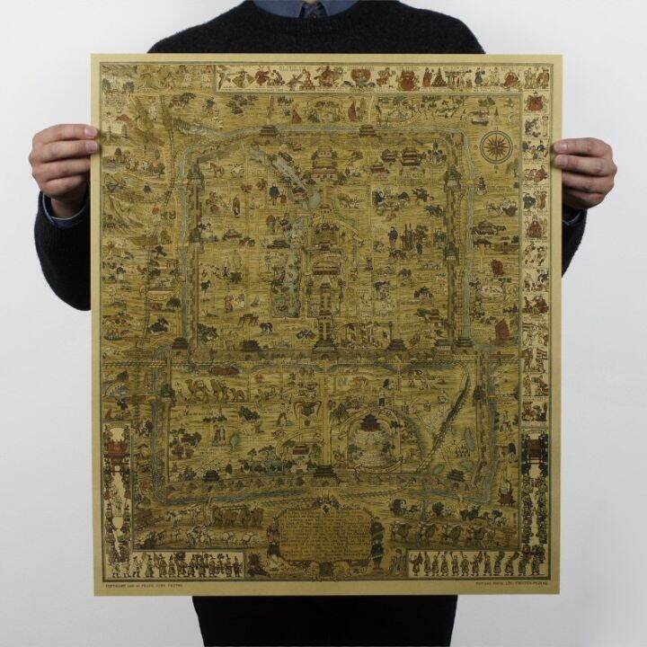 SG SELLER Poster World Map Chinese the Forbidden China City Retro