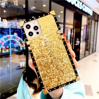 №♠☞ Deluxe Shine Glitter Square Phone Case For Xiaomi Mi 9 10T Lite Poco F3 X3 Redmi 9T 9C NFC Note 9S 10S 8 9 10 Pro Soft Cover