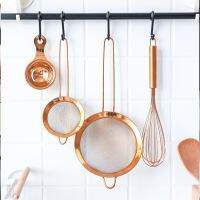 Stainless Steel Long Handle Flour Seive Strainer Rose Gold Screen Mesh Cooking Oil Strainer Colander Kitchen Baking Tool 1PC