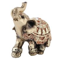 Elegant Elephant Statue Lucky Wealth Figurine Ornaments Gift Resin Craft For Home Office Desktop Elephant Decoration