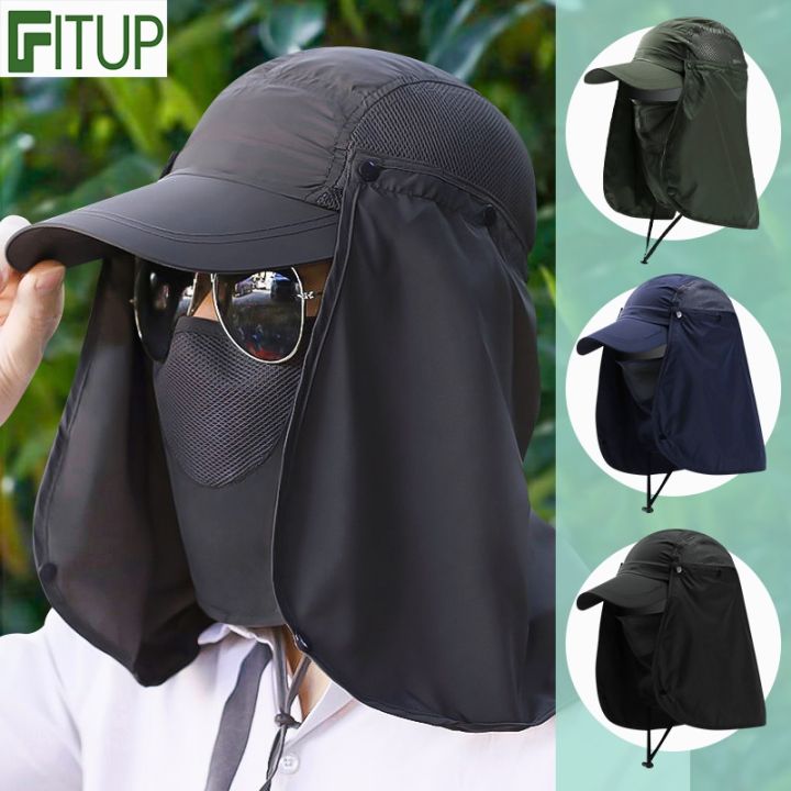 Men Fishing Visor Hat UV Protection Face Neck Outdoor Hiking Cover  Sunscreen Cap Fisherman Hat