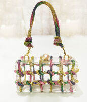 ร้อนสายรุ้ง Rhinestone คริสตัลกระเป๋าคลัทช์ห่วงโซ่สตรีมินิ Minaudiere แฟชั่นเลดี้เย็นกระเป๋าสะพายกระเป๋าถือที่จัดเลี้ยง C Lutches