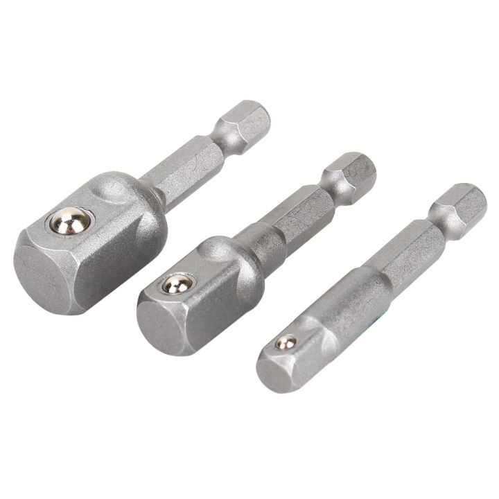 Hex Adapter Set 3pcs Drill Socket Adaptor Hex Drive To 1/4 3/8 1/2 ...