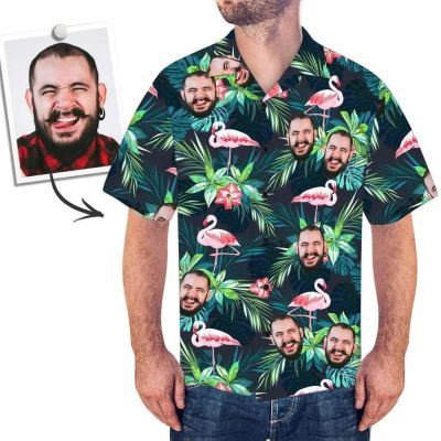 เสื้อฮาวายพิมพ์ภาพใบหน้าสำหรับฤดูร้อนกระดุมแขนสั้นลงได้เอง-ของขวัญที่ดีที่สุดสำหรับผู้ชาย-เสื้อสำหรับงานเลี้ยงชายหาด