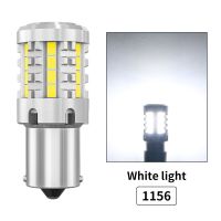 หลอดไฟแคนบัส PY21W LED 2ชิ้นสีไฟสัญญาณเลี้ยว P21W BAU15S 1156หลอดไฟ3020SMD ไฟเบรครถยนต์ไม่มีไฮเปอร์ขนสีขาว