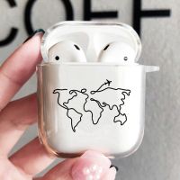 [SOSO 3C accessories] World Map อุปกรณ์เสริมสำหรับ Airpods 1 2 3หูฟังบลูทูธ Travel โปร่งใส Soft TPU กระเป๋าฝาครอบ Pods Pro