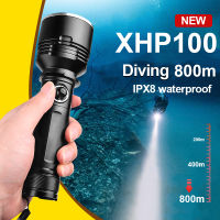 XHP100 Underwater Lamp High Power LED Flashlights Torch Light Rechargeable Diving Flashlight 18650 Powerful Waterproof Lantern