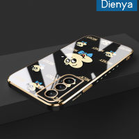 Dienya เคสปลอกสำหรับ Samsung Galaxy S21บวก S21พิเศษการ์ตูนมีความสุขมิกกี้ใหม่กรอบสี่เหลี่ยมชุบพื้นผิวเคสนิ่มซิลิกาเจลกันกระแทกเคสมือถือรวมทุกฝาครอบป้องกันเลนส์กล้องถ่ายรูป