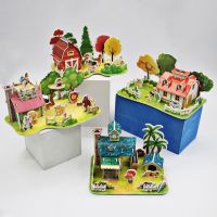 DYJJD Model Toy Creativity Cartoon Puzzles Kids Early Learning DIY Handmade Farm Zoo Puzzle Educational Toys House Villa Building Model 3D Stereo Puzz