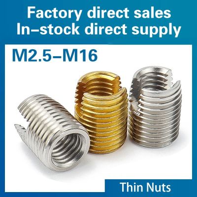 2/ 5/ 10pcs M2 M2.5 M3 M4 M5 M6 M8 ~M16 Galvanized/ Stainless Steel Thread Repair Insert Slotted Self-tapping Screw Sleeve Nuts Nails Screws Fasteners