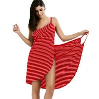 FN946N Plus Size Beach Towel Cover Up Women Wearable Robes Stripe Towel Beach Maxi Dress Bikini Strapless Cover Up for Spa Swi