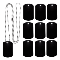 25 Pack Aluminum Blank Dog Tags Square Metal Dog Tag for Laser-Engraving with 24 Inches of Stainless Steel Ball Chain Black