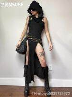 【hot】❆◄  IAMSURE Gothic Split With Hooded 2 Piece Dark Neck Sleeveless Dreessees 2023 Ladies