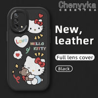 เคส Chenyyka สำหรับ OPPO A74 4G A95 4G F19s F19 Reno 6 Lite เคสการ์ตูนน่ารักเฮลโลคิตตี้ดีไซน์ใหม่หนังนิ่มเคสป้องกันกล้องคลุมทั้งหมดขอบกันกระแทกเคสสีอ่อน